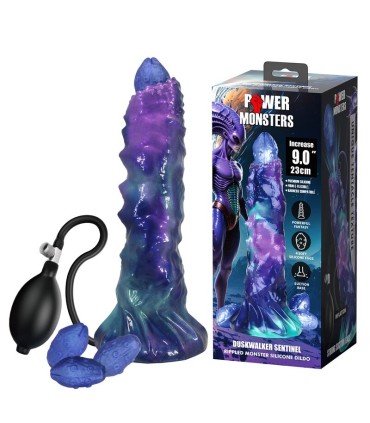 POWER MONSTERS DUSKWALKER SENTINEL TRICOLOR INFLATABLE FANTASY SILICONE DILDO 23 CM O 5 CM