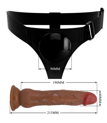 PRETTY LOVE KYTON HARNESS BRIEFS UNIVERSAL CON DILDO SQUIRTING 19 CM MULATO