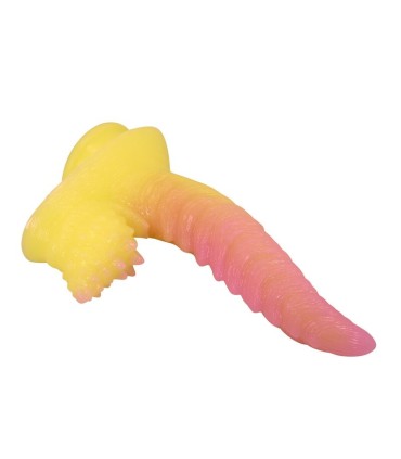 POWER MONSTERS RIPPLIED MONSTER FANTASY DILDO WITH SUCTION CUP 225 CM O 55 CM PINK YELLOW