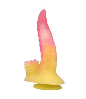 POWER MONSTERS RIPPLIED MONSTER FANTASY DILDO WITH SUCTION CUP 225 CM O 55 CM PINK YELLOW