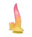 POWER MONSTERS - RIPPLIED MONSTER FANTASY DILDO WITH SUCTION CUP 22.5 CM Ø 5.5 CM PINK & YELLOW