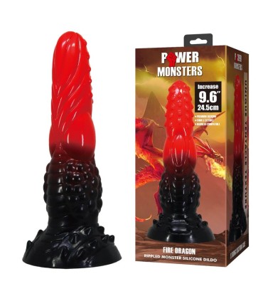 POWER MONSTERS FIRE DRAGON FANTASY DILDO WITH SUCTION CUP 245 CM O 58 CM RED BLACK