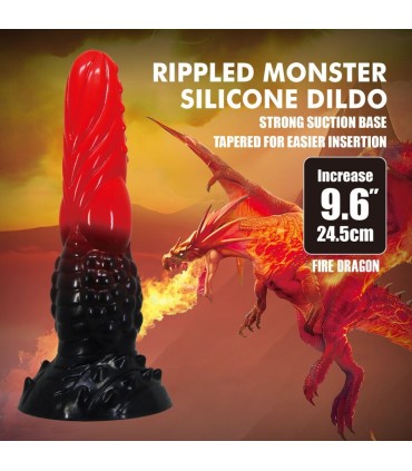 POWER MONSTERS FIRE DRAGON FANTASY DILDO WITH SUCTION CUP 245 CM O 58 CM RED BLACK
