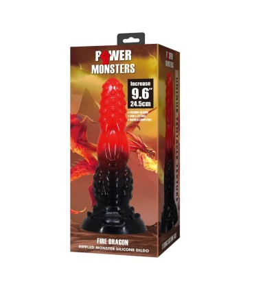 POWER MONSTERS FIRE DRAGON FANTASY DILDO WITH SUCTION CUP 245 CM O 58 CM RED BLACK