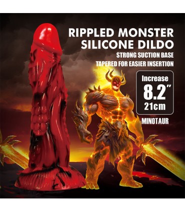 POWER MONSTERS MINOTAUR FANTASY DILDO WITH SUCTION CUP 21 CM O 5 CM RED BLACK
