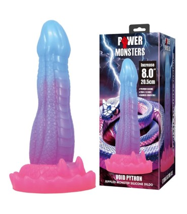 POWER MONSTERS VOID PYTHON FANTASY DILDO WITH SUCTION CUP 205 CM O 52 CM BLUE PURPLE PINK