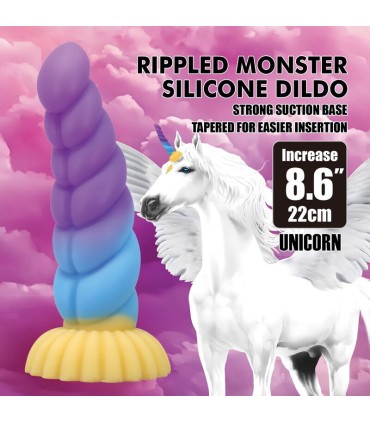 POWER MONSTERS UNICORN TRICOLOR FANTASY SILICONE DILDO 22 CM O 5 CM