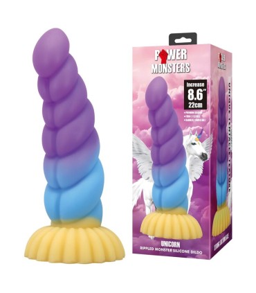 POWER MONSTERS UNICORN TRICOLOR FANTASY SILICONE DILDO 22 CM O 5 CM
