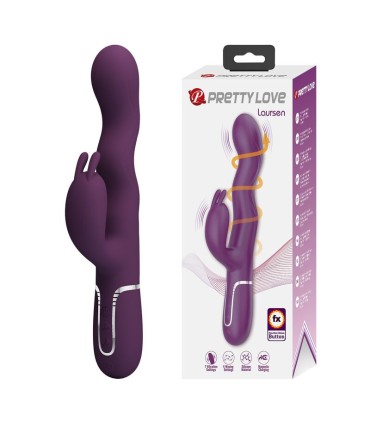 PRETTY LOVE LOURSEN RABBIT VIBRATOR WITH THRUSTING MOTION AND 7 VIBRATIONS USB RECHARGEABLE PURPLE