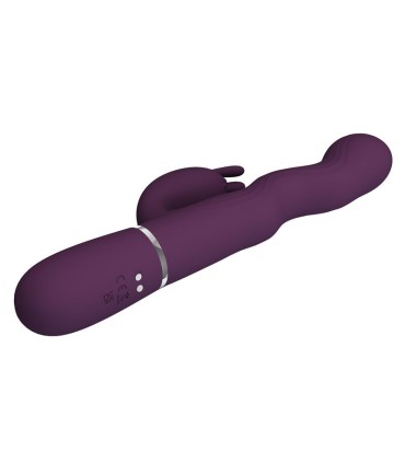 PRETTY LOVE LOURSEN RABBIT VIBRATOR WITH THRUSTING MOTION AND 7 VIBRATIONS USB RECHARGEABLE PURPLE