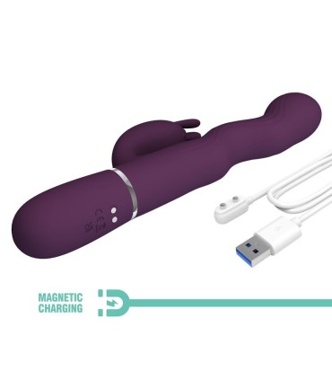 PRETTY LOVE LOURSEN RABBIT VIBRATOR WITH THRUSTING MOTION AND 7 VIBRATIONS USB RECHARGEABLE PURPLE