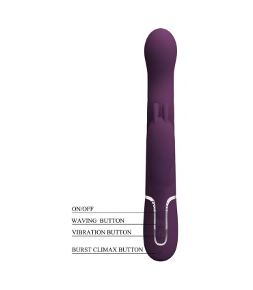PRETTY LOVE LOURSEN RABBIT VIBRATOR WITH THRUSTING MOTION AND 7 VIBRATIONS USB RECHARGEABLE PURPLE
