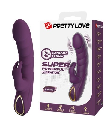 PRETTY LOVE HARPER RECHARGEABLE RABBIT VIBRATOR 10 FUNCTIONS PURPLE