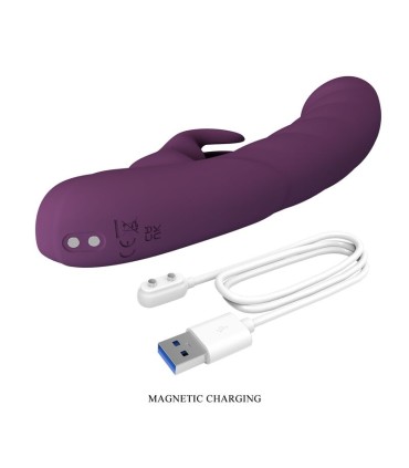 PRETTY LOVE HARPER RECHARGEABLE RABBIT VIBRATOR 10 FUNCTIONS PURPLE