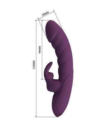 PRETTY LOVE HARPER RECHARGEABLE RABBIT VIBRATOR 10 FUNCTIONS PURPLE