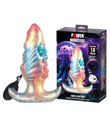 POWER MONSTERS EBON LEVIATHAN TRICOLOR INFLATABLE FANTASY ANAL PLUG 18 CM