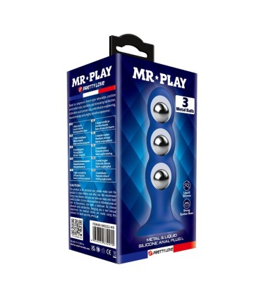 MR PLAY ANAL PLUG WITH METAL BALLS AND SUCTION CUP BLUE