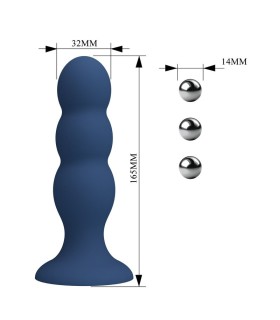 MR PLAY ANAL PLUG WITH METAL BALLS AND SUCTION CUP BLUE