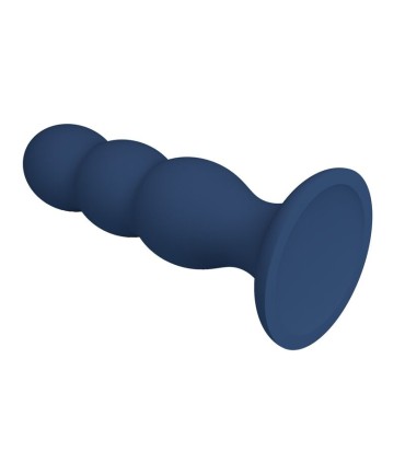 MR PLAY ANAL PLUG WITH METAL BALLS AND SUCTION CUP BLUE