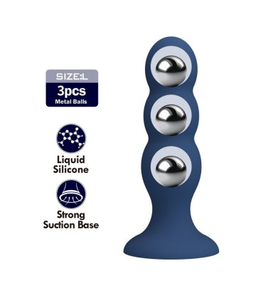 MR PLAY ANAL PLUG WITH METAL BALLS AND SUCTION CUP BLUE