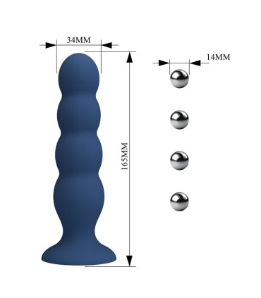 MR PLAY ANAL PLUG WITH 4 METAL BALLS AND SUCTION CUP BLUE