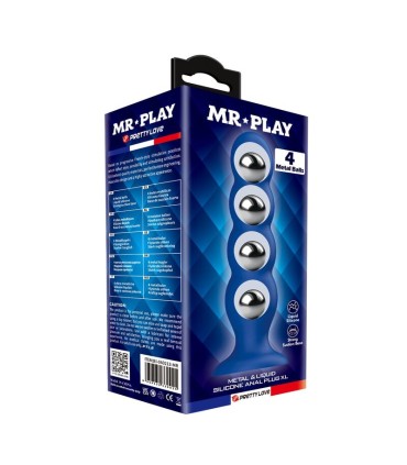 MR PLAY ANAL PLUG WITH 4 METAL BALLS AND SUCTION CUP BLUE