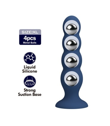 MR PLAY ANAL PLUG WITH 4 METAL BALLS AND SUCTION CUP BLUE