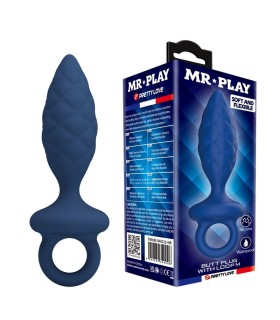 MR PLAY TEXTURED ANAL PLUG WITH RING BLUE M