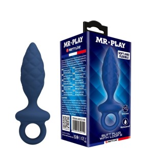 MR PLAY TEXTURED ANAL PLUG WITH RING BLUE S