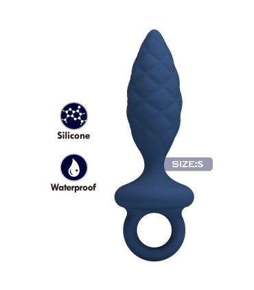 MR PLAY TEXTURED ANAL PLUG WITH RING BLUE S