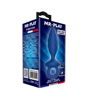 MR PLAY TEXTURED ANAL PLUG WITH RING BLUE S