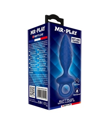 MR PLAY TEXTURED ANAL PLUG WITH RING BLUE S