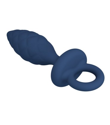 MR PLAY TEXTURED ANAL PLUG WITH RING BLUE S