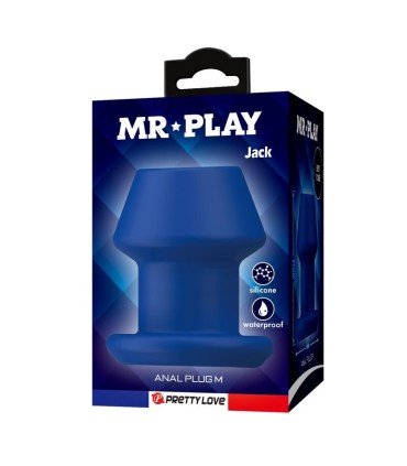 MR PLAY JACK BLUE SILICONE HOLLOW ANAL PLUG SIZE M