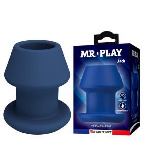 MR PLAY JACK BLUE SILICONE HOLLOW ANAL PLUG SIZE M