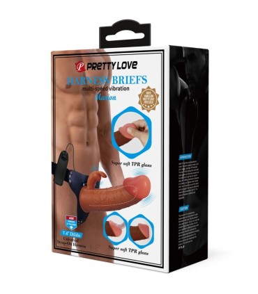 PRETTY LOVE MARION HARNESS BRIEFS UNIVERSAL CON DILDO VIBRACION 19 CM MULATO