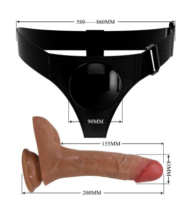 PRETTY LOVE HARNESS BRIEFS UNIVERSAL CON DILDO VIBRACION Y SQUIRTING 155 CM MULATO