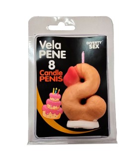 DIABLO PICANTE PENIS CANDLE IN THE SHAPE OF THE NUMBER 8 FLESH COLOR