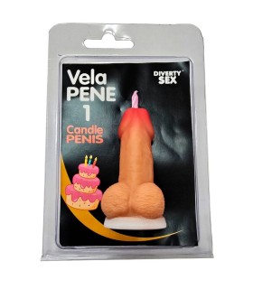 DIABLO PICANTE PENIS CANDLE IN THE SHAPE OF THE NUMBER 1 FLESH COLOR