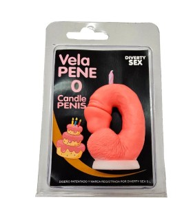 DIABLO PICANTE PENIS CANDLE IN THE SHAPE OF THE NUMBER 0 PINK COLOR