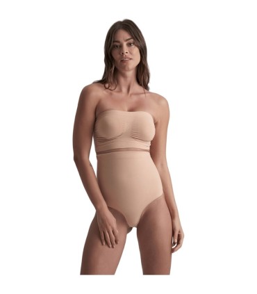 BYE BRA SOFT TOUCH SEAMLESS HIGH WAIST THONG BEIGE SIZE M