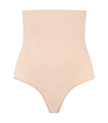 BYE BRA SOFT TOUCH SEAMLESS HIGH WAIST THONG BEIGE SIZE M