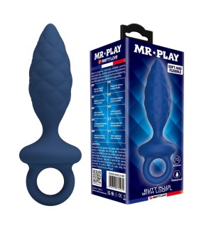 MR PLAY TEXTURED ANAL PLUG WITH RING BLUE L