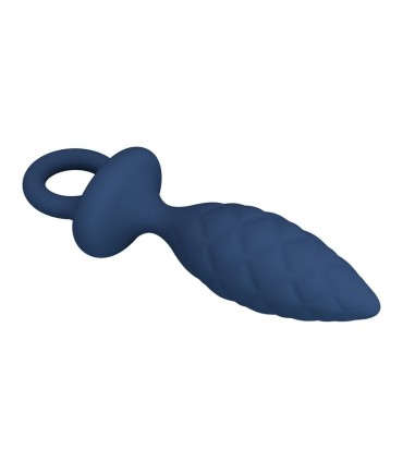 MR PLAY TEXTURED ANAL PLUG WITH RING BLUE L