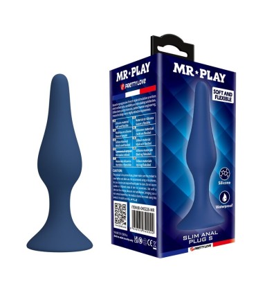 MR PLAY BLUE SILICONE SLIM ANAL PLUG SIZE S
