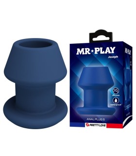 MR PLAY JACK BLUE SILICONE HOLLOW ANAL PLUG SIZE S
