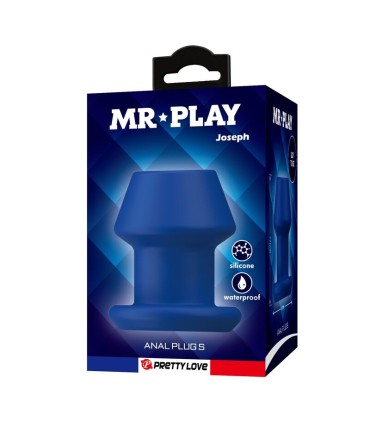 MR PLAY JACK BLUE SILICONE HOLLOW ANAL PLUG SIZE S