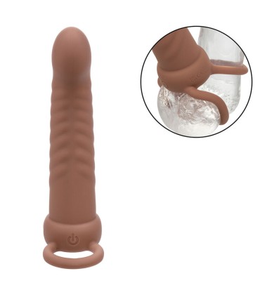 CALEXOTICS MAXX DOBLE PENETRADOR ACANALADO 10 VIBRACIONES MULATO