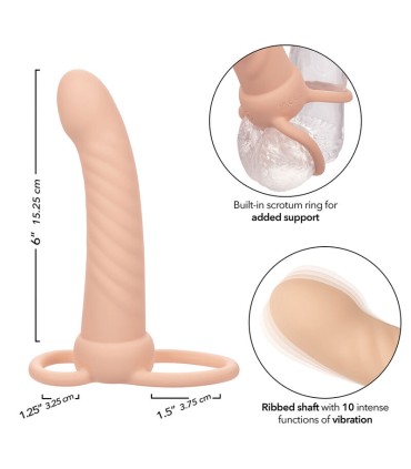 CALEXOTICS MAXX DOBLE PENETRADOR ACANALADO 10 VIBRACIONES NATURAL