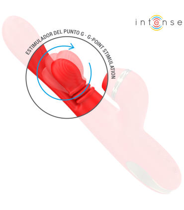 INTENSE KATY ESTIMULADOR CLITORIS MULTIFUNCION 4 CABEZALES INTERCAMBIABLES ROJO